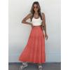 imageWomens Summer Boho Maxi Skirts Smocked High Wasited Flowy Tiered Ruffle A Line Long Beach SkirtCoral