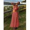 imageWomens Summer Boho Maxi Skirts Smocked High Wasited Flowy Tiered Ruffle A Line Long Beach SkirtCoral