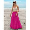 imageWomens Summer Boho Maxi Skirts Smocked High Wasited Flowy Tiered Ruffle A Line Long Beach SkirtHot Pink
