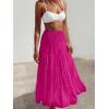 imageWomens Summer Boho Maxi Skirts Smocked High Wasited Flowy Tiered Ruffle A Line Long Beach SkirtHot Pink