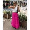imageWomens Summer Boho Maxi Skirts Smocked High Wasited Flowy Tiered Ruffle A Line Long Beach SkirtHot Pink