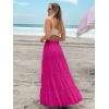 imageWomens Summer Boho Maxi Skirts Smocked High Wasited Flowy Tiered Ruffle A Line Long Beach SkirtHot Pink