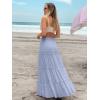 imageWomens Summer Boho Maxi Skirts Smocked High Wasited Flowy Tiered Ruffle A Line Long Beach SkirtLight Blue