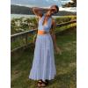 imageWomens Summer Boho Maxi Skirts Smocked High Wasited Flowy Tiered Ruffle A Line Long Beach SkirtLight Blue