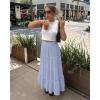 imageWomens Summer Boho Maxi Skirts Smocked High Wasited Flowy Tiered Ruffle A Line Long Beach SkirtLight Blue