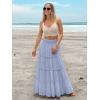 imageWomens Summer Boho Maxi Skirts Smocked High Wasited Flowy Tiered Ruffle A Line Long Beach SkirtLight Blue