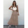 imageWomens Summer Boho Maxi Skirts Smocked High Wasited Flowy Tiered Ruffle A Line Long Beach SkirtLight Brown