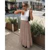 imageWomens Summer Boho Maxi Skirts Smocked High Wasited Flowy Tiered Ruffle A Line Long Beach SkirtLight Brown