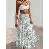 imageWomens Summer Boho Maxi Skirts Smocked High Wasited Flowy Tiered Ruffle A Line Long Beach SkirtLight Green Floral