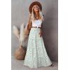 imageWomens Summer Boho Maxi Skirts Smocked High Wasited Flowy Tiered Ruffle A Line Long Beach SkirtLight Green Floral