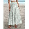 imageWomens Summer Boho Maxi Skirts Smocked High Wasited Flowy Tiered Ruffle A Line Long Beach SkirtLight Green Floral