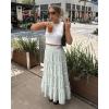 imageWomens Summer Boho Maxi Skirts Smocked High Wasited Flowy Tiered Ruffle A Line Long Beach SkirtLight Green Floral