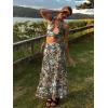 imageWomens Summer Boho Maxi Skirts Smocked High Wasited Flowy Tiered Ruffle A Line Long Beach SkirtMulti Floral
