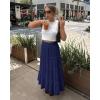 imageWomens Summer Boho Maxi Skirts Smocked High Wasited Flowy Tiered Ruffle A Line Long Beach SkirtNavy
