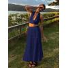 imageWomens Summer Boho Maxi Skirts Smocked High Wasited Flowy Tiered Ruffle A Line Long Beach SkirtNavy