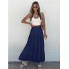 imageWomens Summer Boho Maxi Skirts Smocked High Wasited Flowy Tiered Ruffle A Line Long Beach SkirtNavy