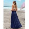 imageWomens Summer Boho Maxi Skirts Smocked High Wasited Flowy Tiered Ruffle A Line Long Beach SkirtNavy