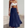 imageWomens Summer Boho Maxi Skirts Smocked High Wasited Flowy Tiered Ruffle A Line Long Beach SkirtNavy