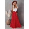 imageWomens Summer Boho Maxi Skirts Smocked High Wasited Flowy Tiered Ruffle A Line Long Beach SkirtRed
