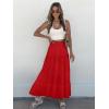 imageWomens Summer Boho Maxi Skirts Smocked High Wasited Flowy Tiered Ruffle A Line Long Beach SkirtRed