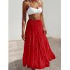 imageWomens Summer Boho Maxi Skirts Smocked High Wasited Flowy Tiered Ruffle A Line Long Beach SkirtRed