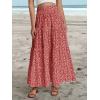 imageWomens Summer Boho Maxi Skirts Smocked High Wasited Flowy Tiered Ruffle A Line Long Beach SkirtRed Floral