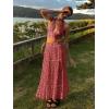 imageWomens Summer Boho Maxi Skirts Smocked High Wasited Flowy Tiered Ruffle A Line Long Beach SkirtRed Floral
