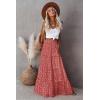 imageWomens Summer Boho Maxi Skirts Smocked High Wasited Flowy Tiered Ruffle A Line Long Beach SkirtRed Floral