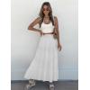 imageWomens Summer Boho Maxi Skirts Smocked High Wasited Flowy Tiered Ruffle A Line Long Beach SkirtWhite