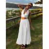 imageWomens Summer Boho Maxi Skirts Smocked High Wasited Flowy Tiered Ruffle A Line Long Beach SkirtWhite