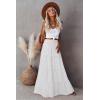 imageWomens Summer Boho Maxi Skirts Smocked High Wasited Flowy Tiered Ruffle A Line Long Beach SkirtWhite