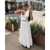 imageWomens Summer Boho Maxi Skirts Smocked High Wasited Flowy Tiered Ruffle A Line Long Beach SkirtWhite
