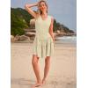 imageWomens Summer Mini Dresses Casual Ruffle Flowy Tiered Sleeveless Sundresses Swing A Line Beach Short DressBeige