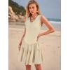 imageWomens Summer Mini Dresses Casual Ruffle Flowy Tiered Sleeveless Sundresses Swing A Line Beach Short DressBeige