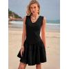 imageWomens Summer Mini Dresses Casual Ruffle Flowy Tiered Sleeveless Sundresses Swing A Line Beach Short DressBlack