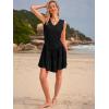 imageWomens Summer Mini Dresses Casual Ruffle Flowy Tiered Sleeveless Sundresses Swing A Line Beach Short DressBlack