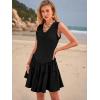 imageWomens Summer Mini Dresses Casual Ruffle Flowy Tiered Sleeveless Sundresses Swing A Line Beach Short DressBlack