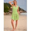 imageWomens Summer Mini Dresses Casual Ruffle Flowy Tiered Sleeveless Sundresses Swing A Line Beach Short DressGreen