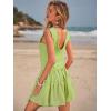 imageWomens Summer Mini Dresses Casual Ruffle Flowy Tiered Sleeveless Sundresses Swing A Line Beach Short DressGreen