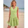 imageWomens Summer Mini Dresses Casual Ruffle Flowy Tiered Sleeveless Sundresses Swing A Line Beach Short DressGreen