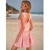 imageWomens Summer Mini Dresses Casual Ruffle Flowy Tiered Sleeveless Sundresses Swing A Line Beach Short DressPink