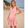 imageWomens Summer Mini Dresses Casual Ruffle Flowy Tiered Sleeveless Sundresses Swing A Line Beach Short DressPink