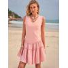 imageWomens Summer Mini Dresses Casual Ruffle Flowy Tiered Sleeveless Sundresses Swing A Line Beach Short DressPink