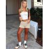 imageWomens Summer Shorts Trendy Ruffle Lace High Waisted Smocked Beach Mini Shorts Y2K Micro Boyshorts Lolita BloomersBeige