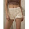 imageWomens Summer Shorts Trendy Ruffle Lace High Waisted Smocked Beach Mini Shorts Y2K Micro Boyshorts Lolita BloomersBeige