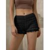 imageWomens Summer Shorts Trendy Ruffle Lace High Waisted Smocked Beach Mini Shorts Y2K Micro Boyshorts Lolita BloomersBlack