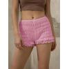 imageWomens Summer Shorts Trendy Ruffle Lace High Waisted Smocked Beach Mini Shorts Y2K Micro Boyshorts Lolita BloomersPink
