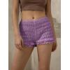 imageWomens Summer Shorts Trendy Ruffle Lace High Waisted Smocked Beach Mini Shorts Y2K Micro Boyshorts Lolita BloomersPurple