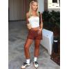 imageWomens Summer Shorts Trendy Ruffle Lace High Waisted Smocked Beach Mini Shorts Y2K Micro Boyshorts Lolita BloomersRust Red