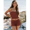 imageWomens Summer Shorts Trendy Ruffle Lace High Waisted Smocked Beach Mini Shorts Y2K Micro Boyshorts Lolita BloomersRust Red